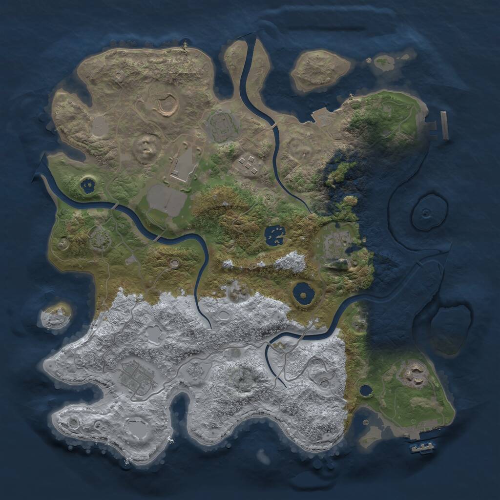 Rust Map: Procedural Map, Size: 3500, Seed: 4071470, 14 Monuments