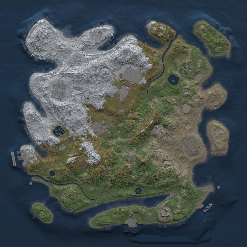 Rust Map: Procedural Map, Size: 3500, Seed: 5785838, 14 Monuments