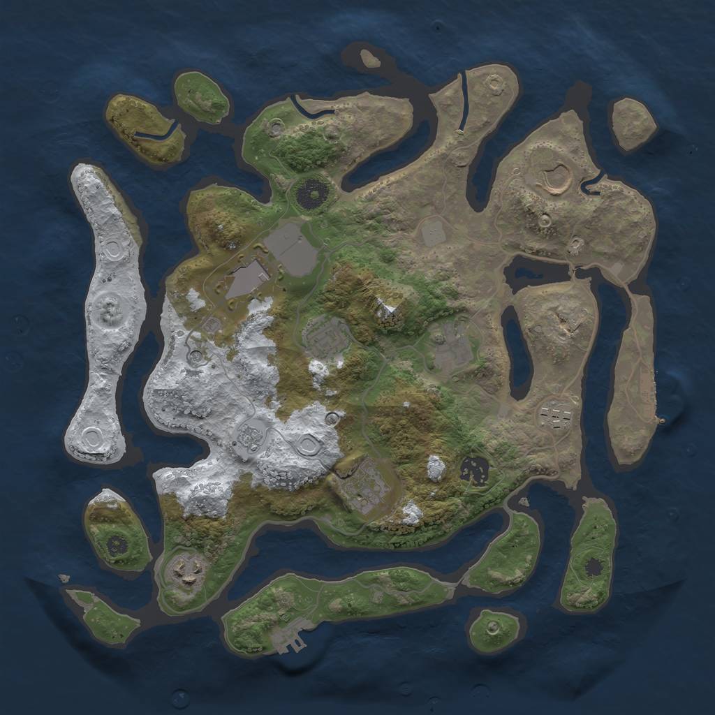 Rust Map: Procedural Map, Size: 3500, Seed: 2790187, 17 Monuments