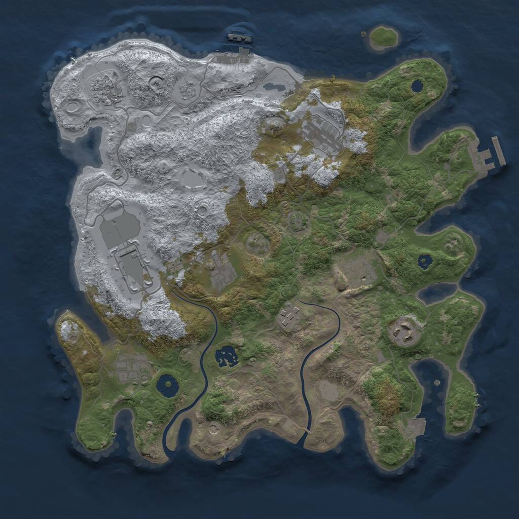 Rust Map: Procedural Map, Size: 3500, Seed: 5695616, 15 Monuments