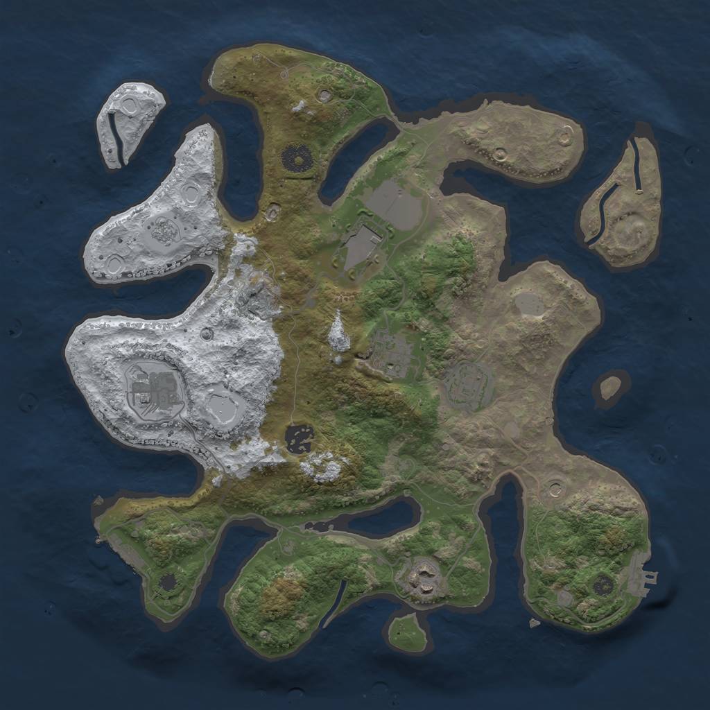 Rust Map: Procedural Map, Size: 3500, Seed: 3087992, 15 Monuments