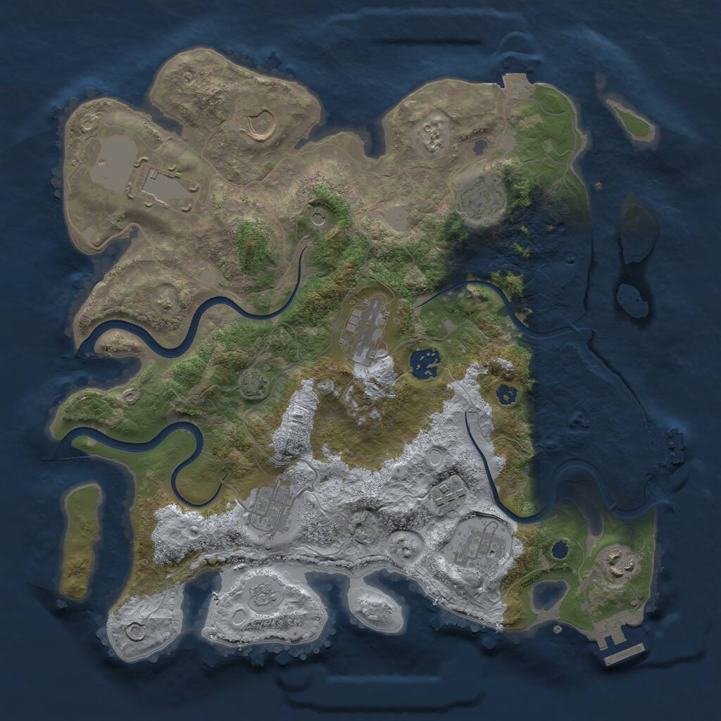 Rust Map: Procedural Map, Size: 3500, Seed: 5588929, 15 Monuments