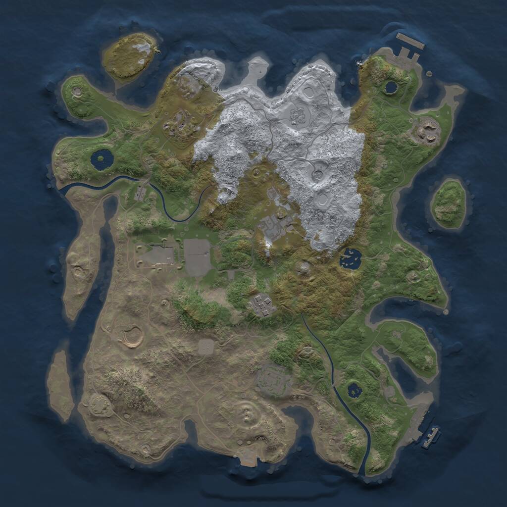 Rust Map: Procedural Map, Size: 3500, Seed: 850328, 14 Monuments