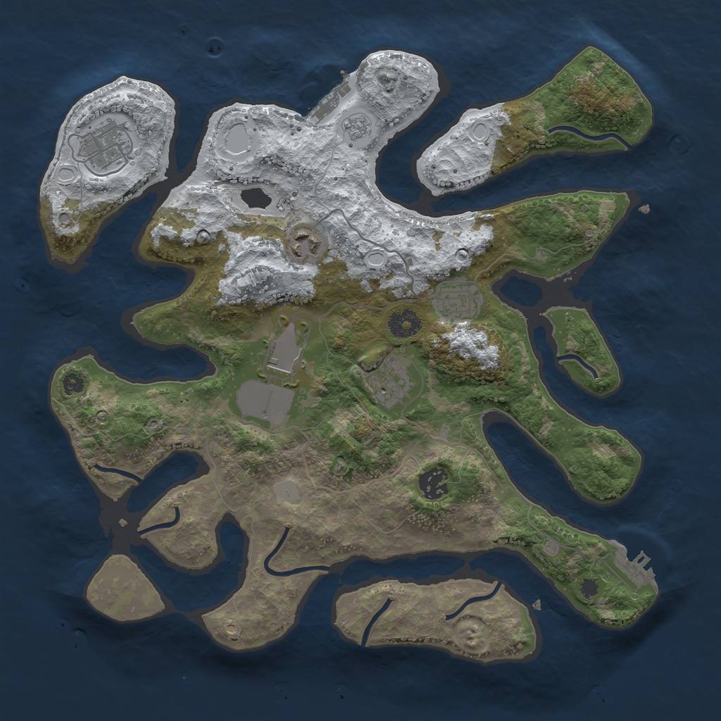Rust Map: Procedural Map, Size: 3500, Seed: 3565320, 14 Monuments