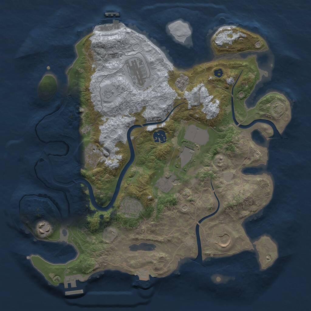 Rust Map: Procedural Map, Size: 3500, Seed: 2061241, 15 Monuments