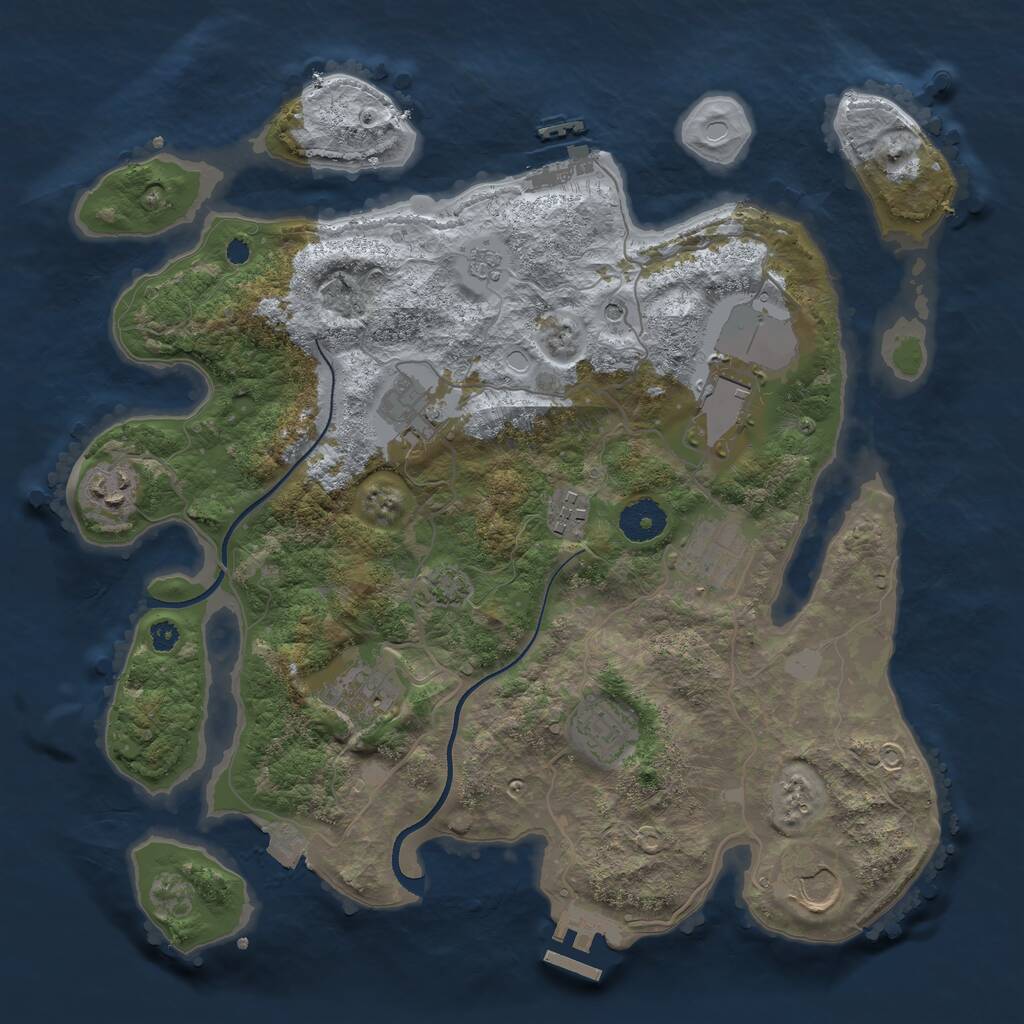 Rust Map: Procedural Map, Size: 3500, Seed: 2766186, 14 Monuments