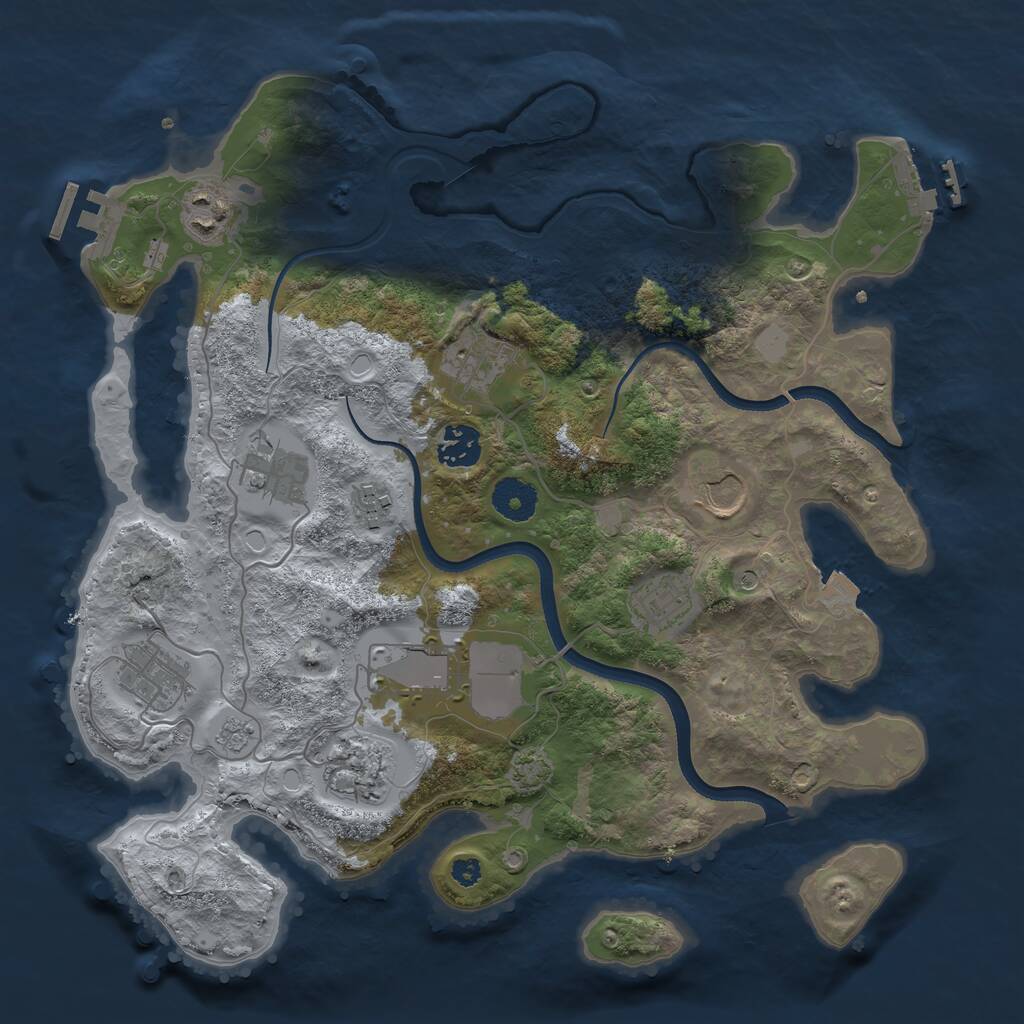 Rust Map: Procedural Map, Size: 3500, Seed: 3917338, 16 Monuments