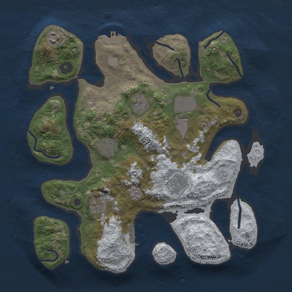 Rust Map: Procedural Map, Size: 3500, Seed: 1220778, 16 Monuments