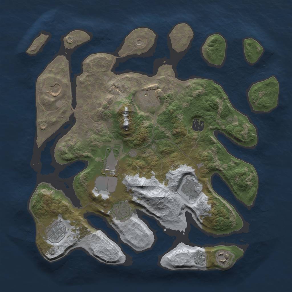 Rust Map: Barren, Size: 3500, Seed: 1766769, 12 Monuments