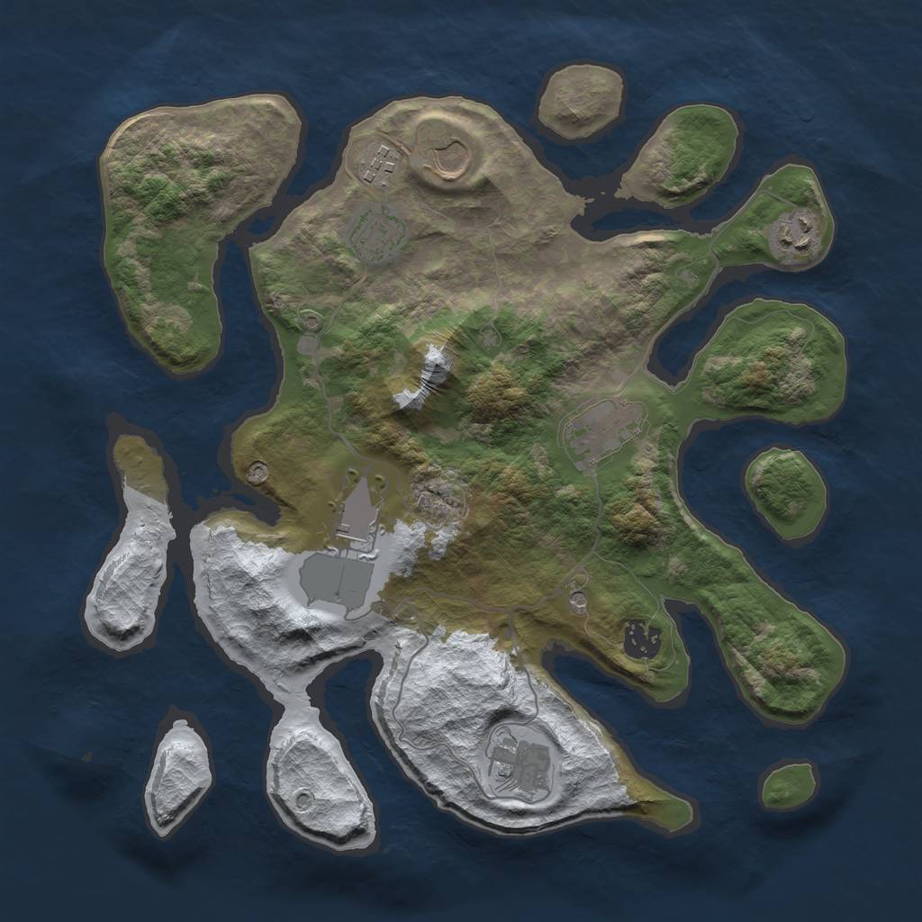 Rust Map: Barren, Size: 3500, Seed: 1026683, 11 Monuments