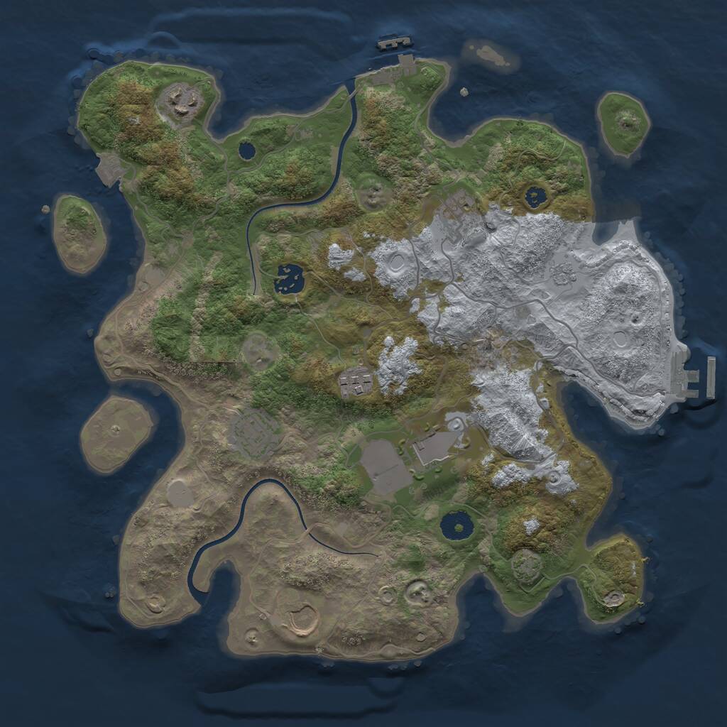 Rust Map: Procedural Map, Size: 3500, Seed: 694436125, 12 Monuments