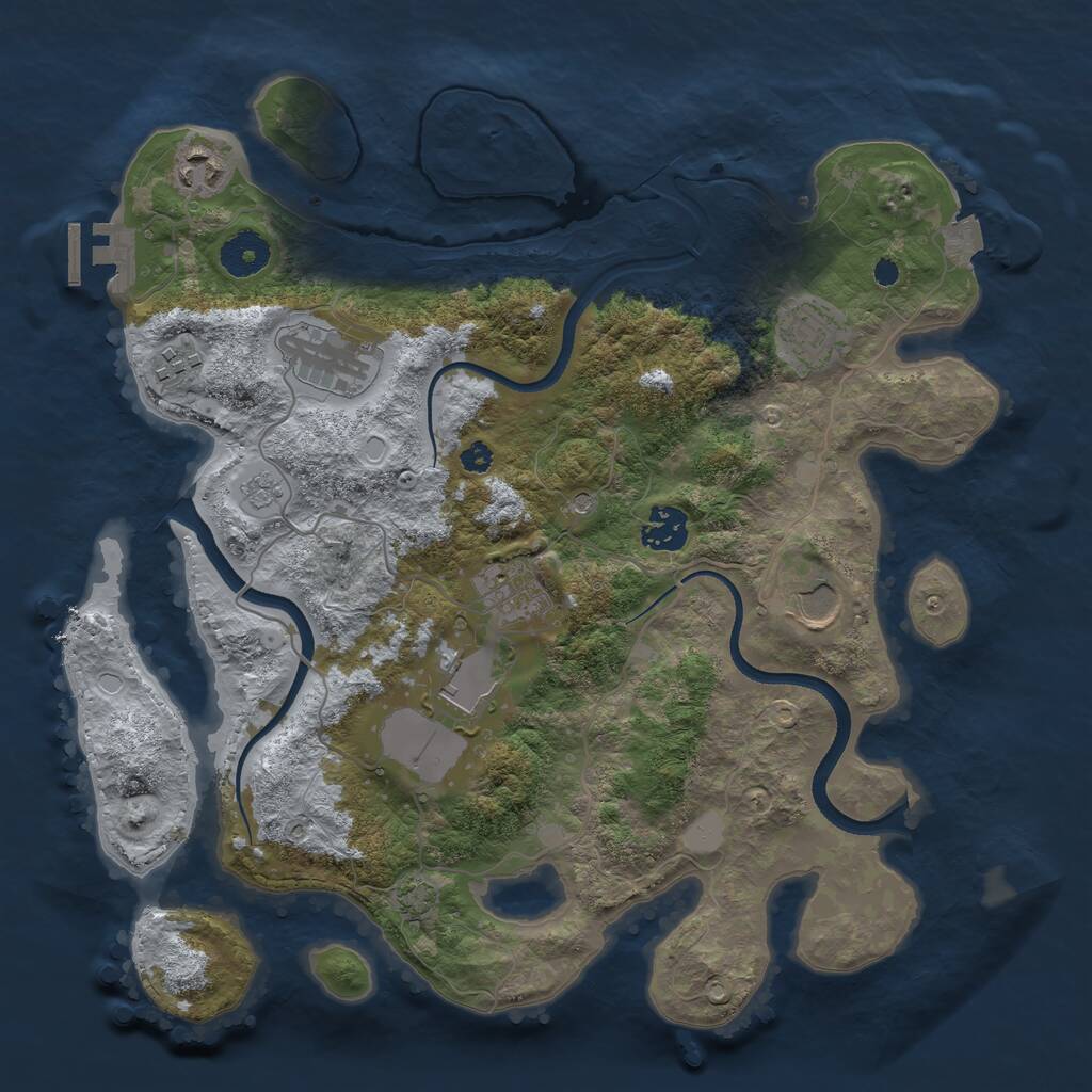 Rust Map: Procedural Map, Size: 3500, Seed: 4453308, 13 Monuments