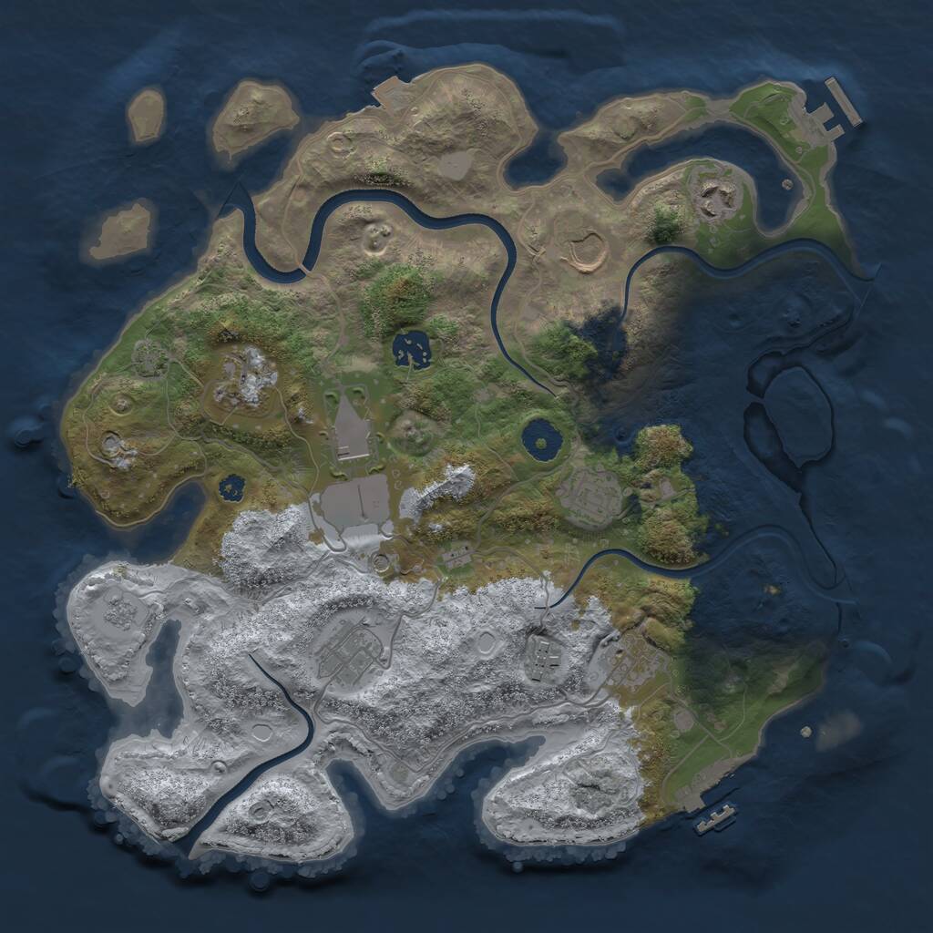 Rust Map: Procedural Map, Size: 3500, Seed: 381340, 15 Monuments