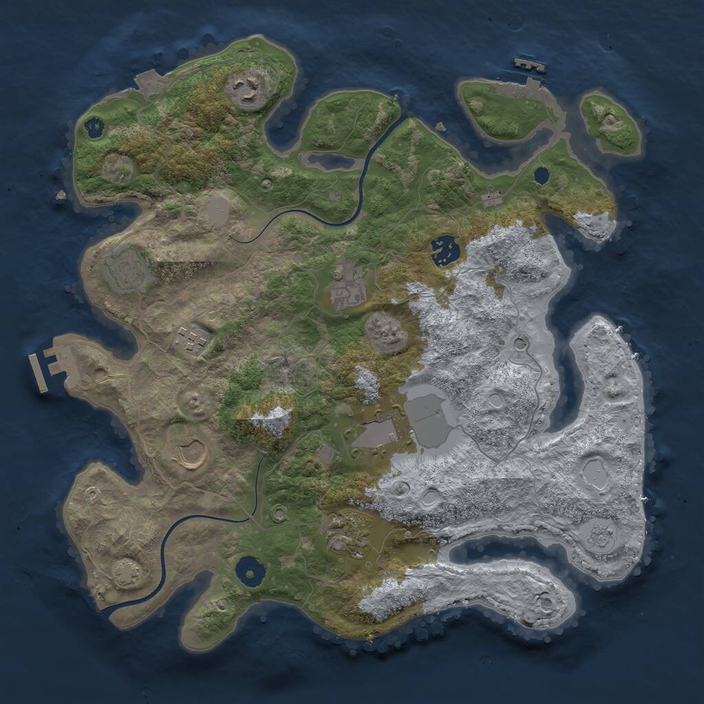 Rust Map: Procedural Map, Size: 3550, Seed: 30171, 14 Monuments