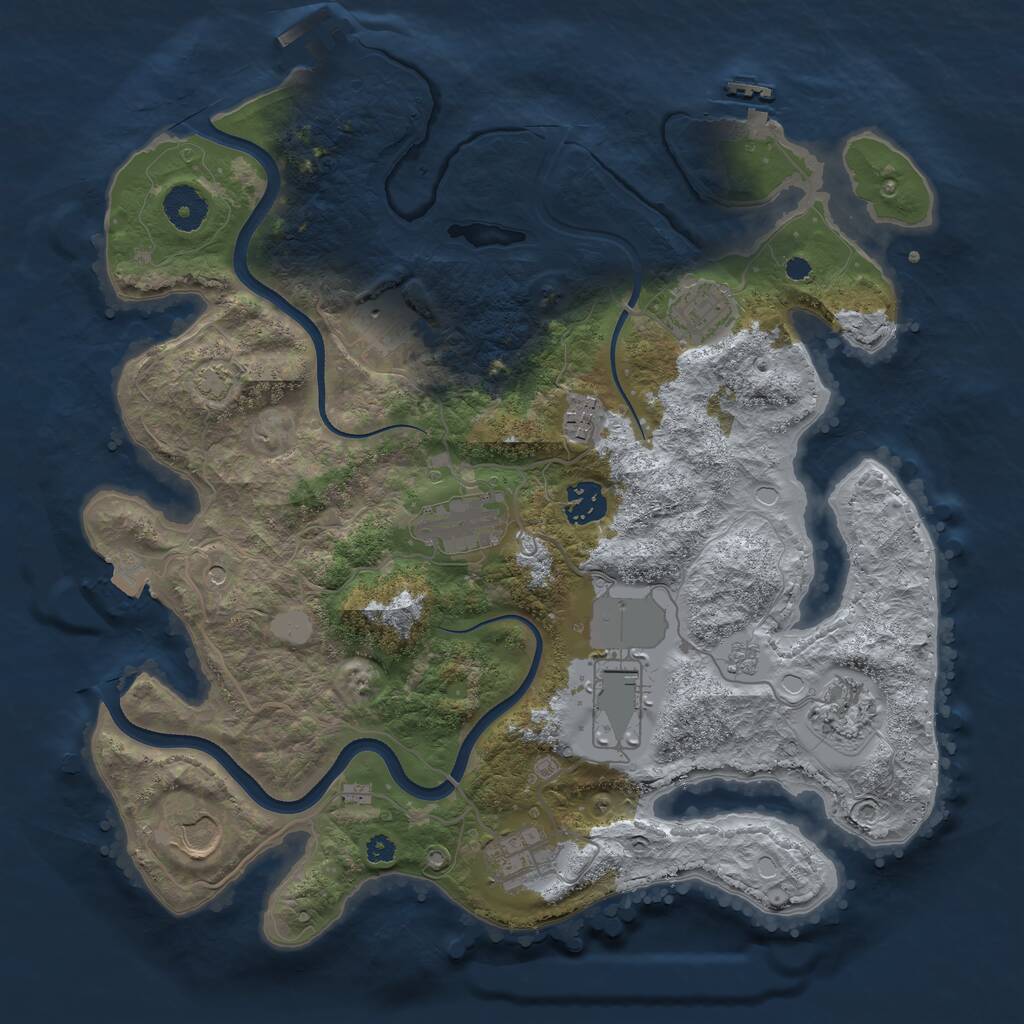 Rust Map: Procedural Map, Size: 3550, Seed: 30171, 15 Monuments