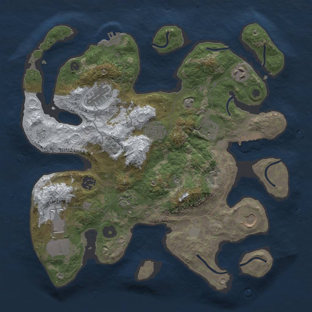 Rust Map: Procedural Map, Size: 3500, Seed: 2610471, 18 Monuments