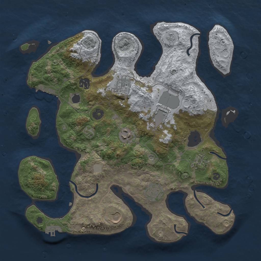 Rust Map: Procedural Map, Size: 3500, Seed: 1014833, 17 Monuments