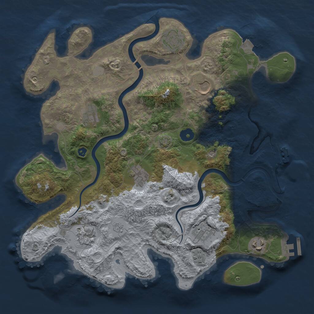 Rust Map: Procedural Map, Size: 3500, Seed: 6046021, 14 Monuments