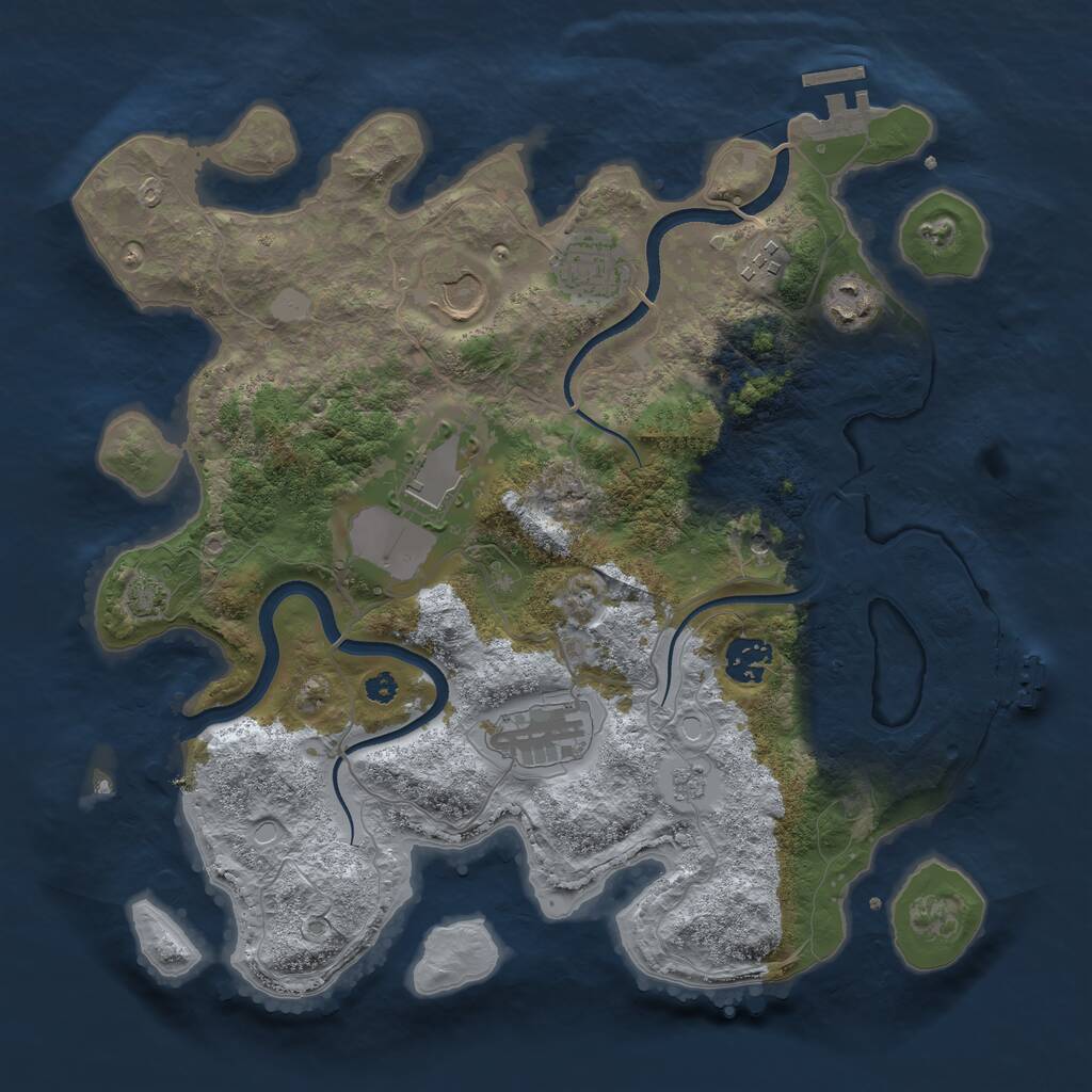 Rust Map: Procedural Map, Size: 3500, Seed: 3998040, 13 Monuments