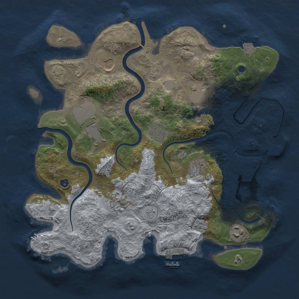 Rust Map: Procedural Map, Size: 3500, Seed: 5709998, 14 Monuments