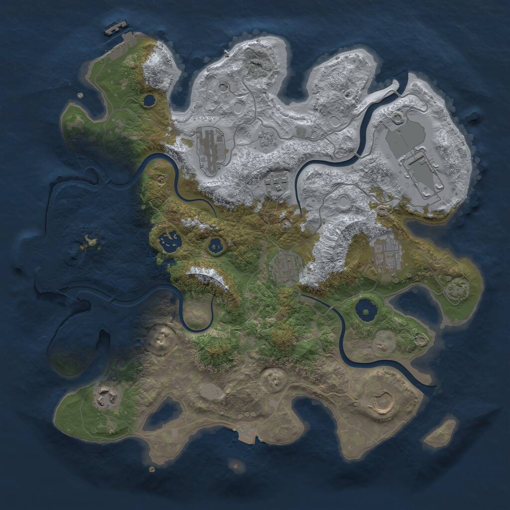 Rust Map: Procedural Map, Size: 3500, Seed: 2237260, 14 Monuments