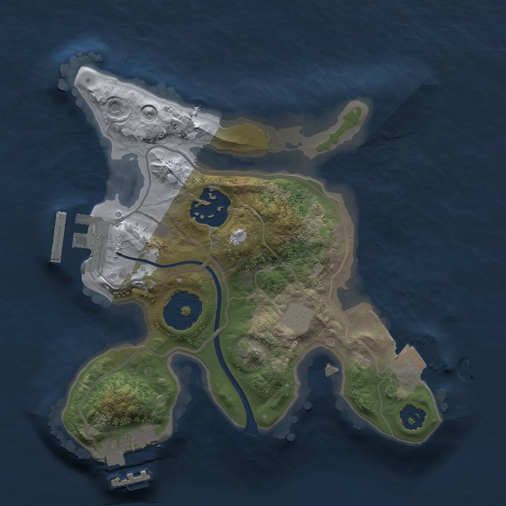 Rust Map: Procedural Map, Size: 2000, Seed: 34521, 4 Monuments