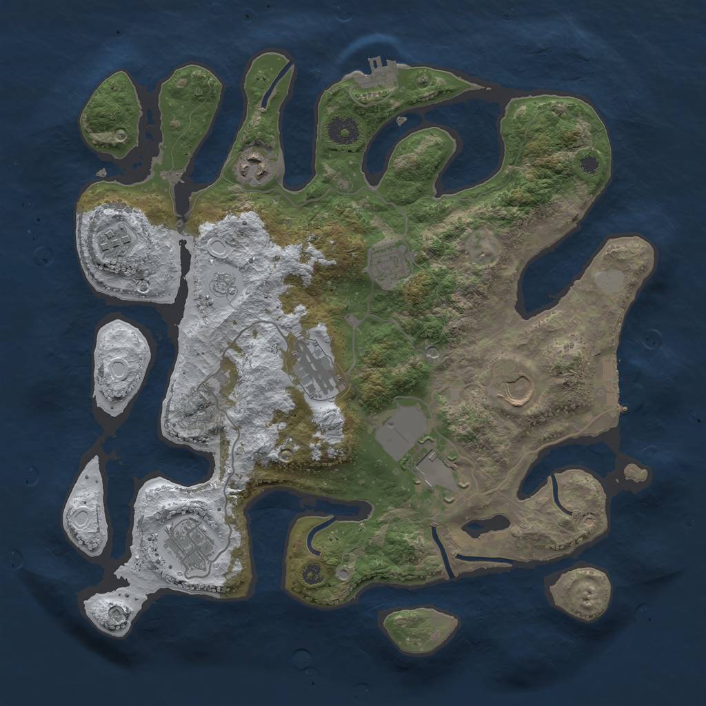 Rust Map: Procedural Map, Size: 3500, Seed: 7895, 16 Monuments