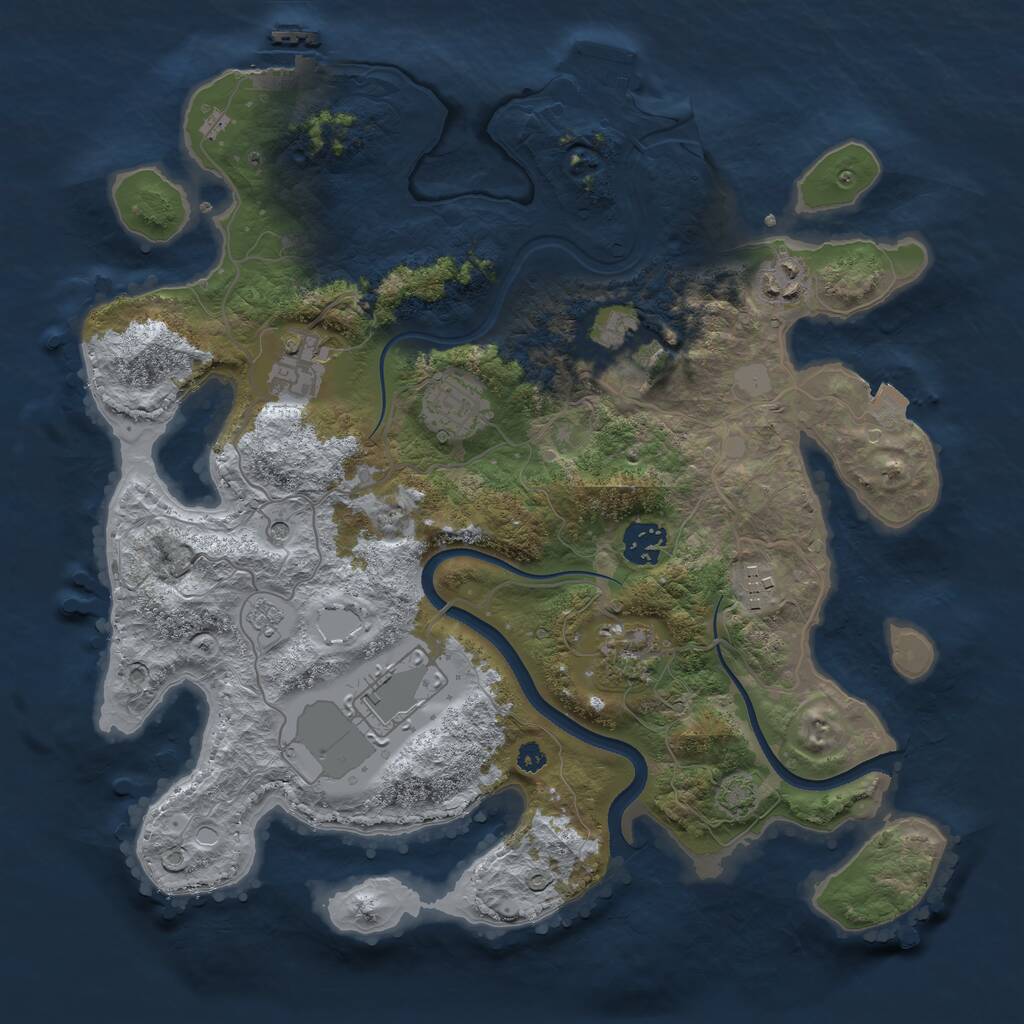 Rust Map: Procedural Map, Size: 3500, Seed: 6060091, 14 Monuments
