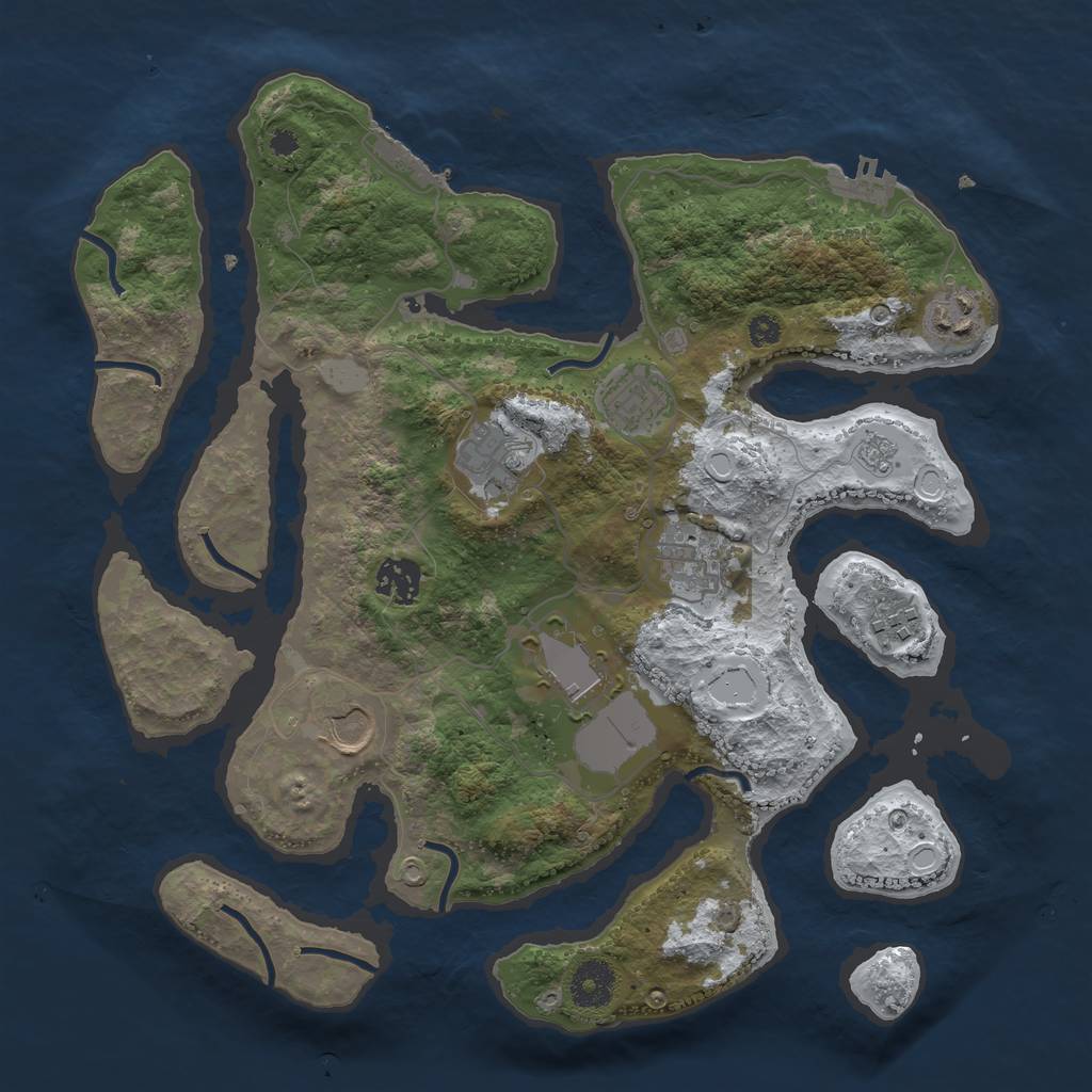 Rust Map: Procedural Map, Size: 3500, Seed: 786059, 16 Monuments