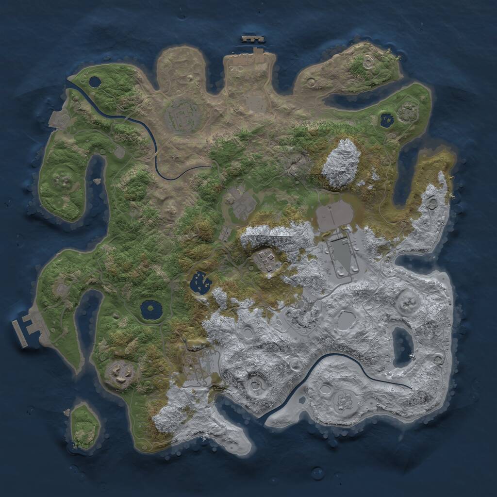 Rust Map: Procedural Map, Size: 3500, Seed: 91461, 14 Monuments