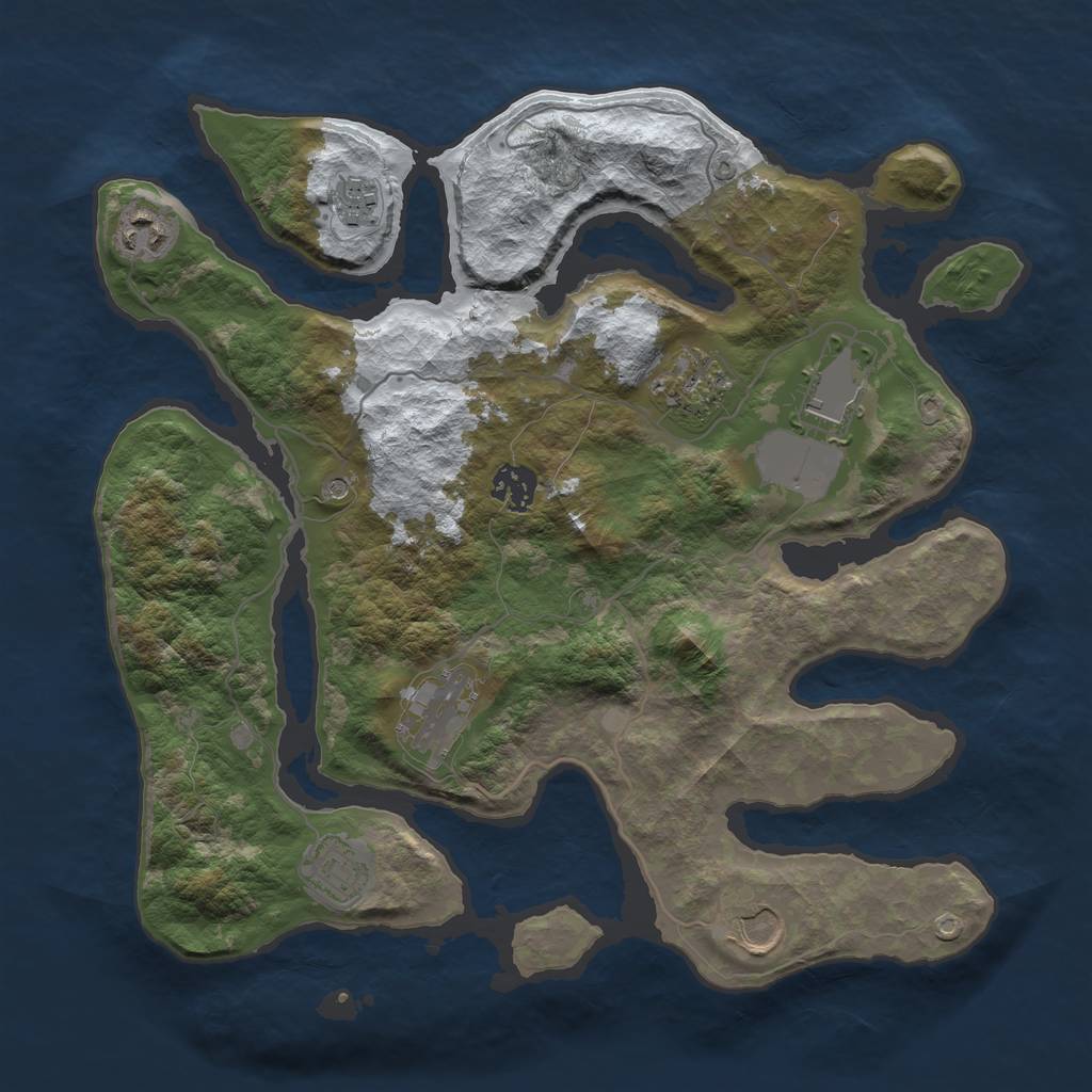 Rust Map: Barren, Size: 3500, Seed: 2950298, 11 Monuments