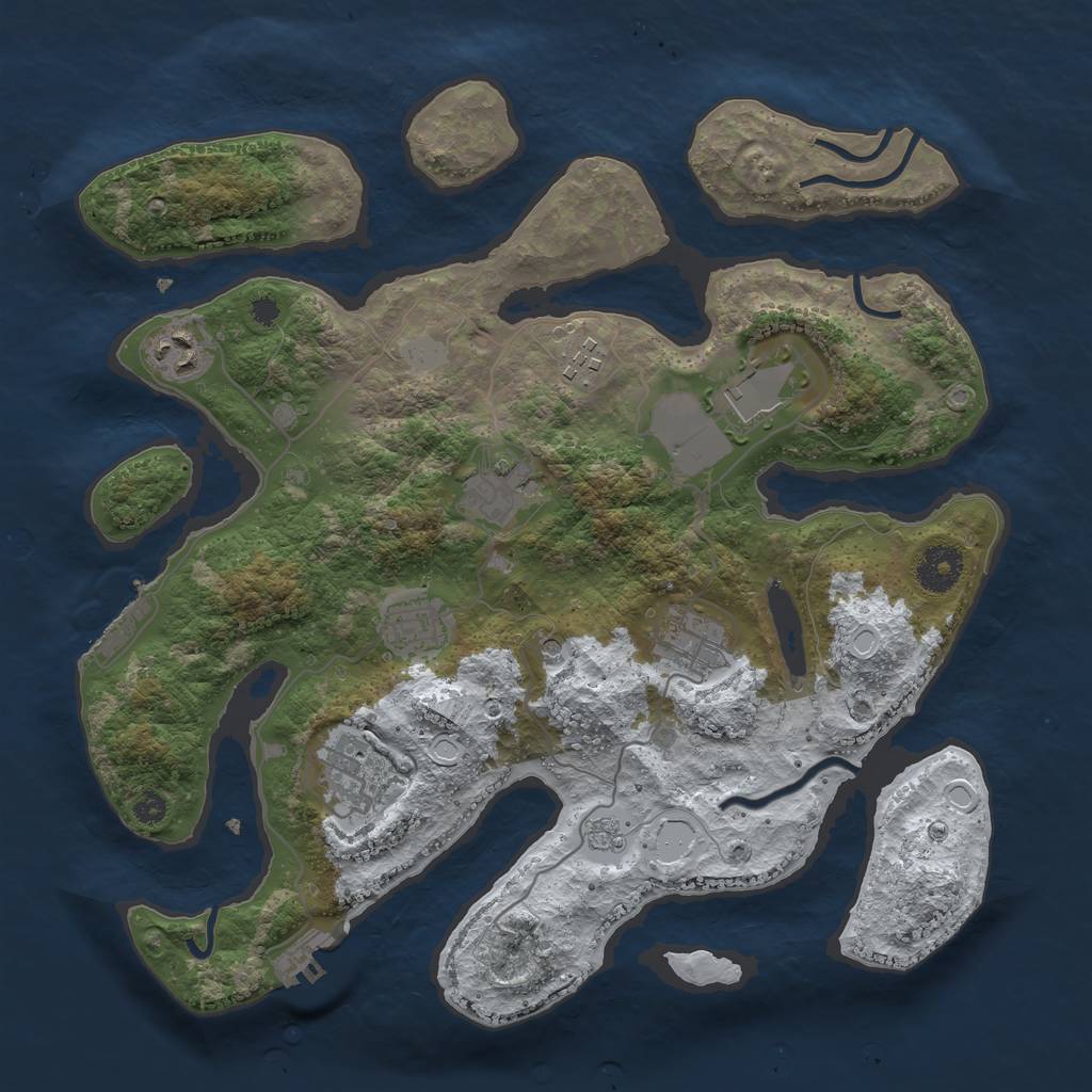 Rust Map: Procedural Map, Size: 3500, Seed: 1881532, 16 Monuments