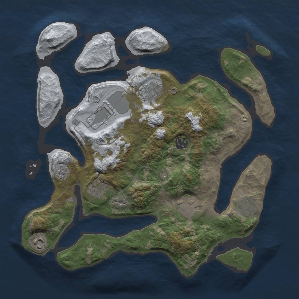 Rust Map: Barren, Size: 3500, Seed: 36292, 11 Monuments