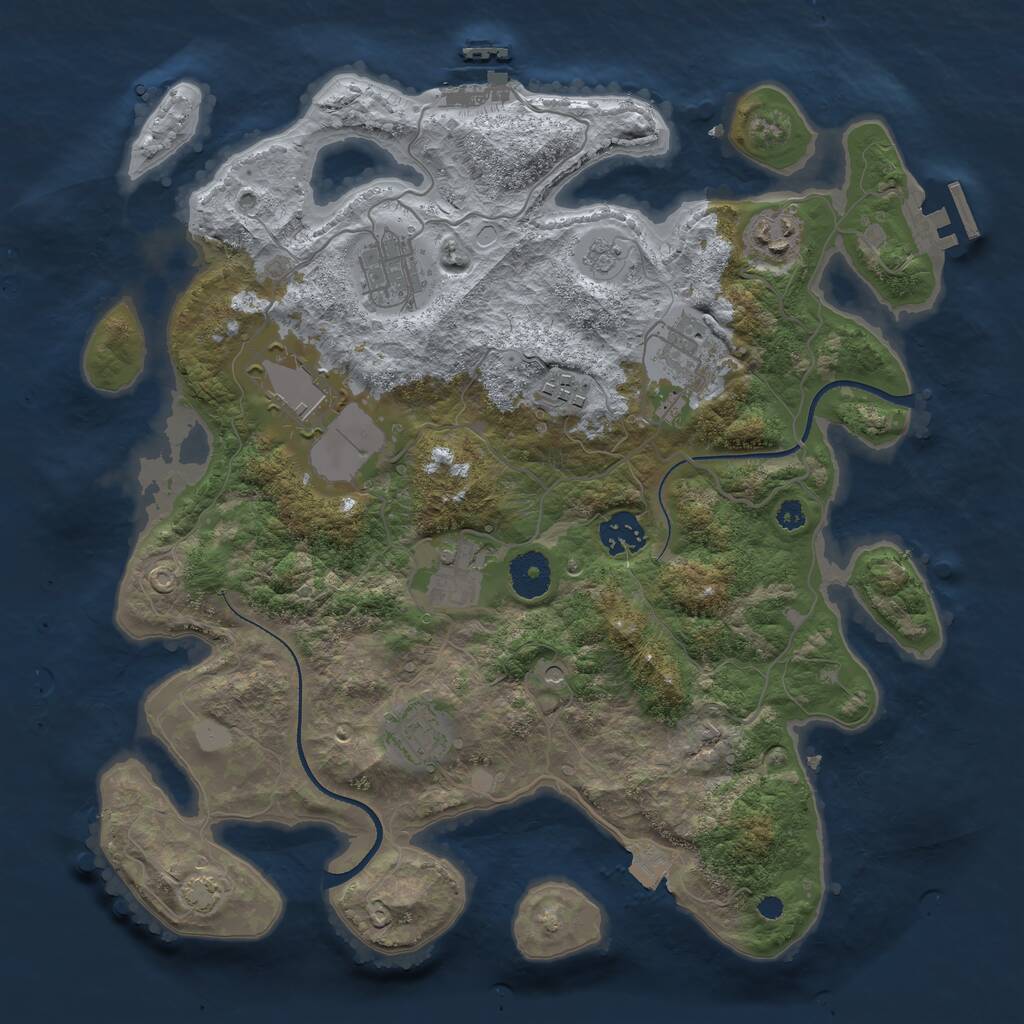 Rust Map: Procedural Map, Size: 3500, Seed: 3915991, 14 Monuments