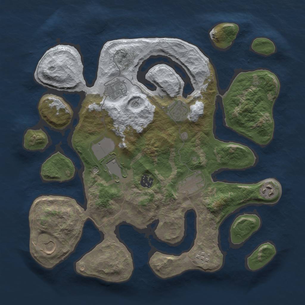 Rust Map: Barren, Size: 3500, Seed: 3667118, 11 Monuments