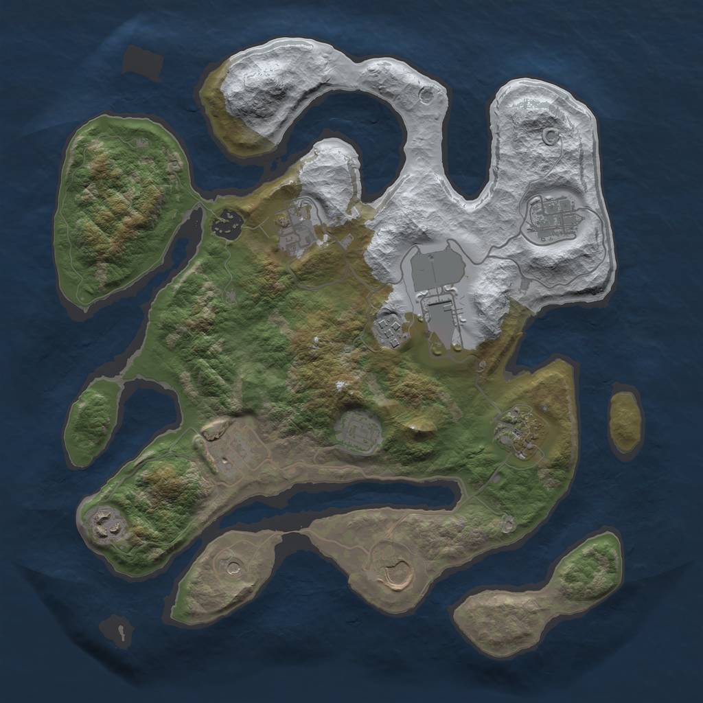 Rust Map: Barren, Size: 3500, Seed: 5134346, 13 Monuments