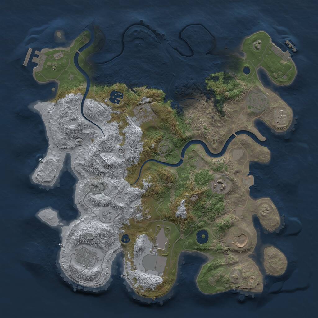 Rust Map: Procedural Map, Size: 3550, Seed: 235053, 15 Monuments