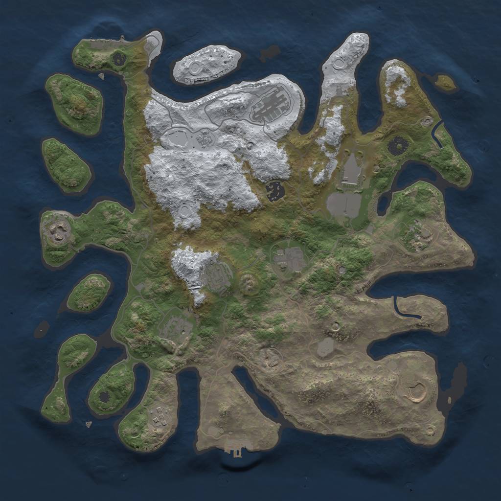 Rust Map: Procedural Map, Size: 3850, Seed: 789040514, 18 Monuments