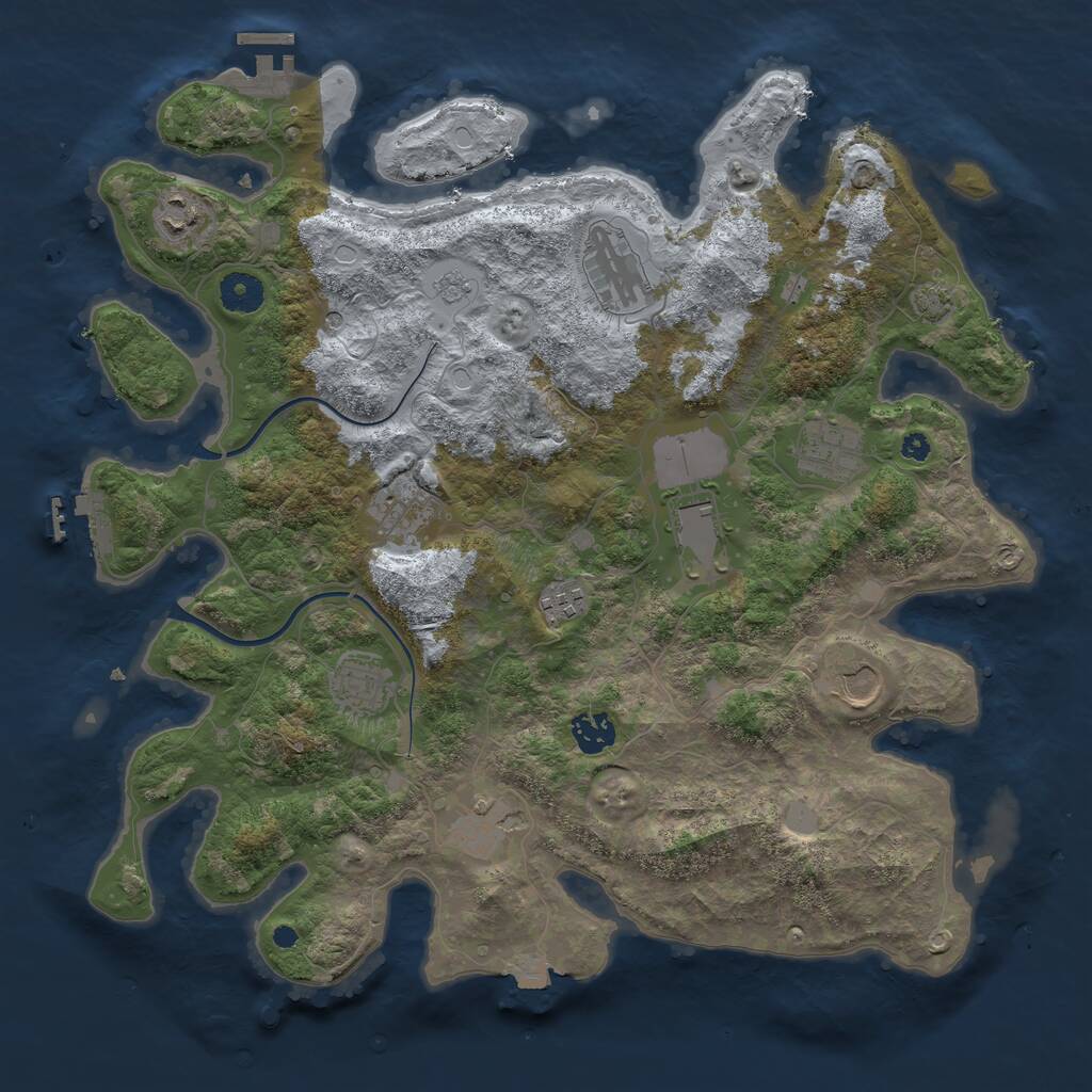 Rust Map: Procedural Map, Size: 3850, Seed: 789040514, 16 Monuments
