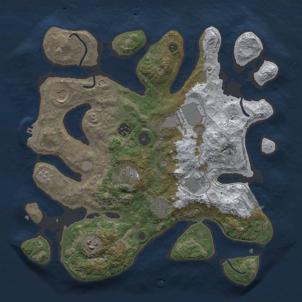 Rust Map: Procedural Map, Size: 3500, Seed: 5353702, 17 Monuments
