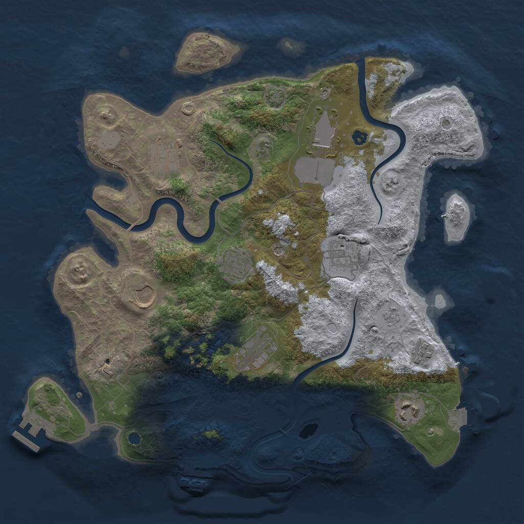 Rust Map: Procedural Map, Size: 3500, Seed: 6283169, 14 Monuments