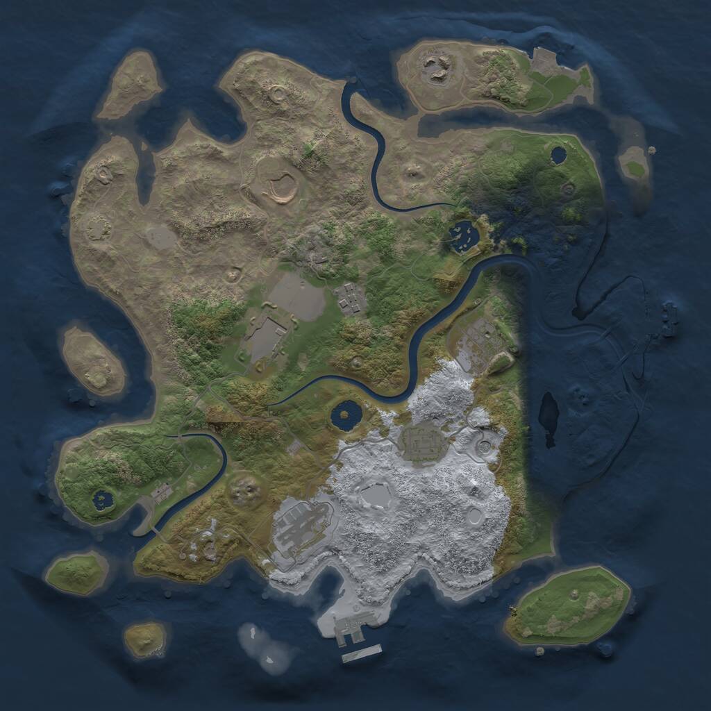 Rust Map: Procedural Map, Size: 3550, Seed: 876809, 13 Monuments