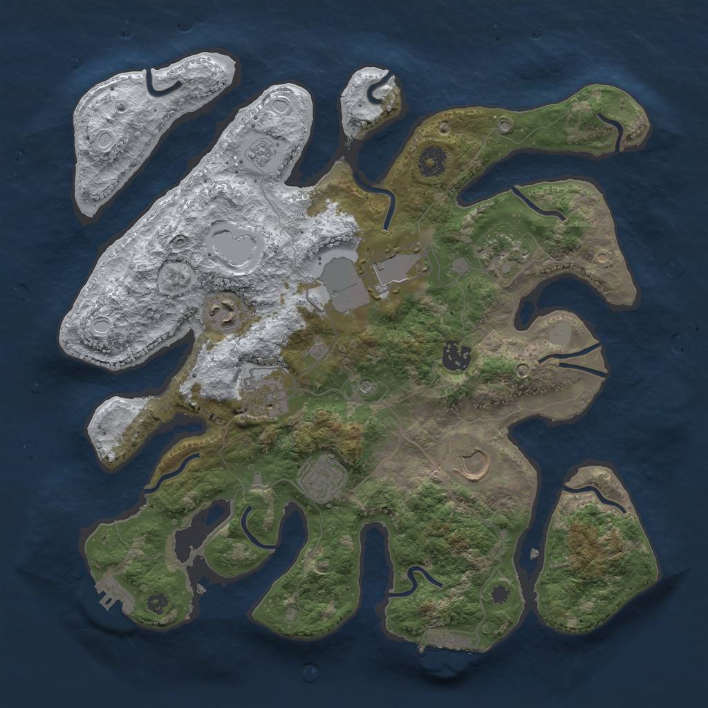 Rust Map: Procedural Map, Size: 3500, Seed: 6163772, 16 Monuments