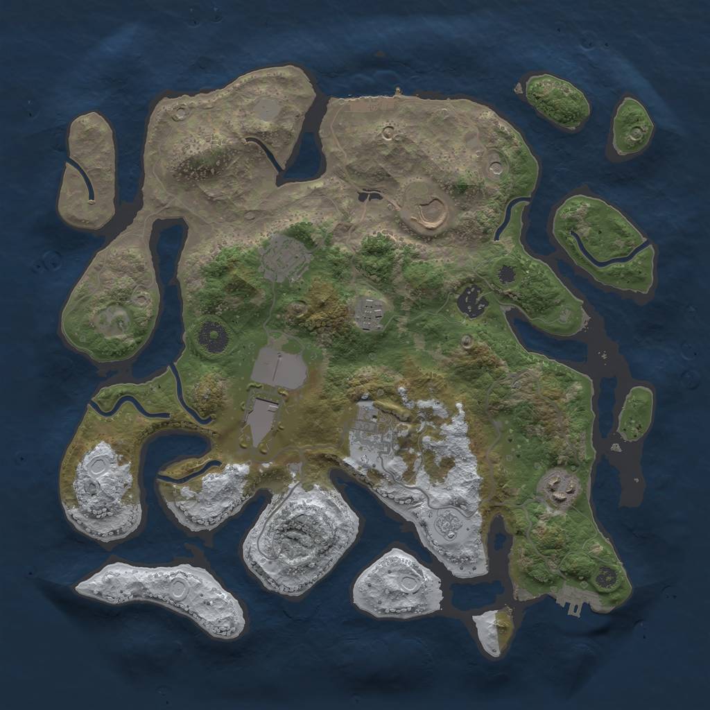 Rust Map: Procedural Map, Size: 3500, Seed: 5961107, 16 Monuments