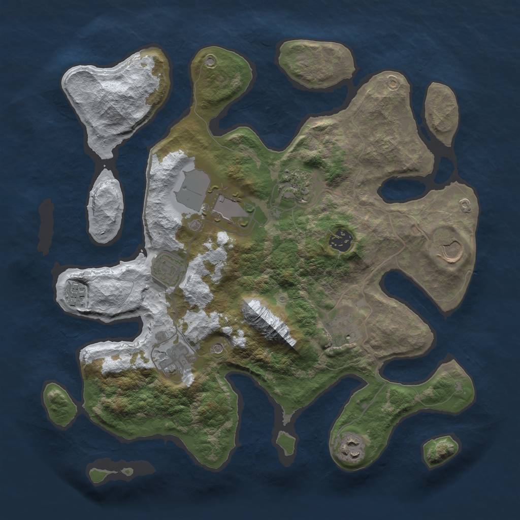 Rust Map: Barren, Size: 3500, Seed: 4375267, 12 Monuments