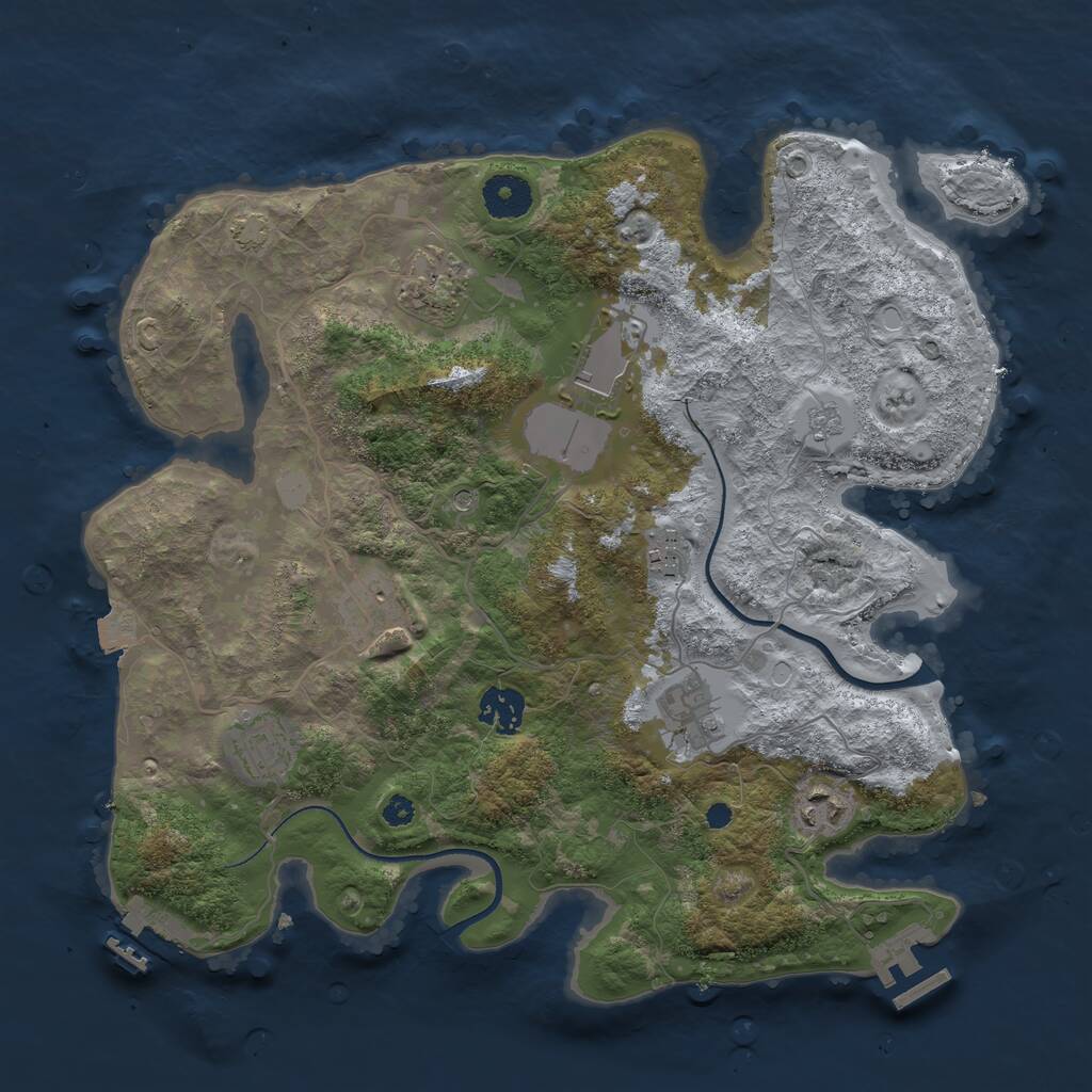 Rust Map: Procedural Map, Size: 3500, Seed: 3471716, 14 Monuments