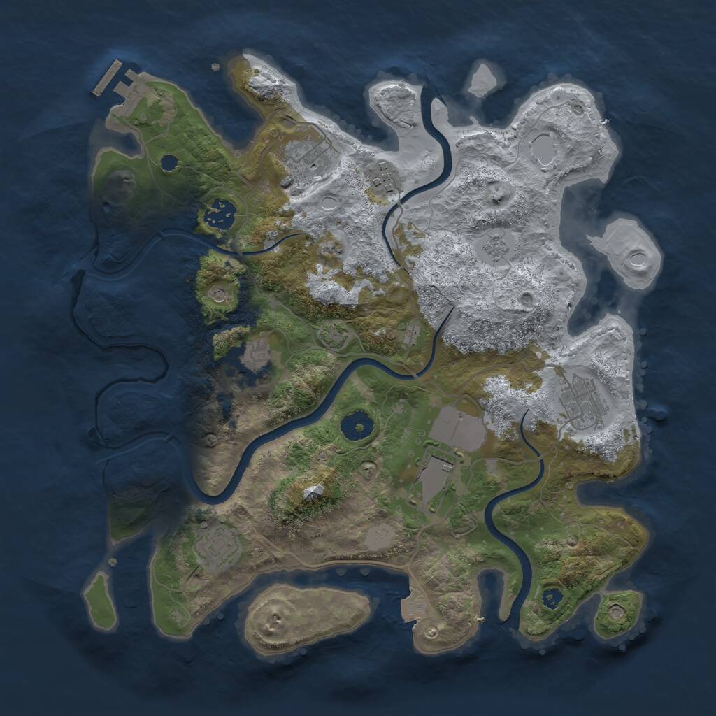 Rust Map: Procedural Map, Size: 3500, Seed: 890571, 12 Monuments