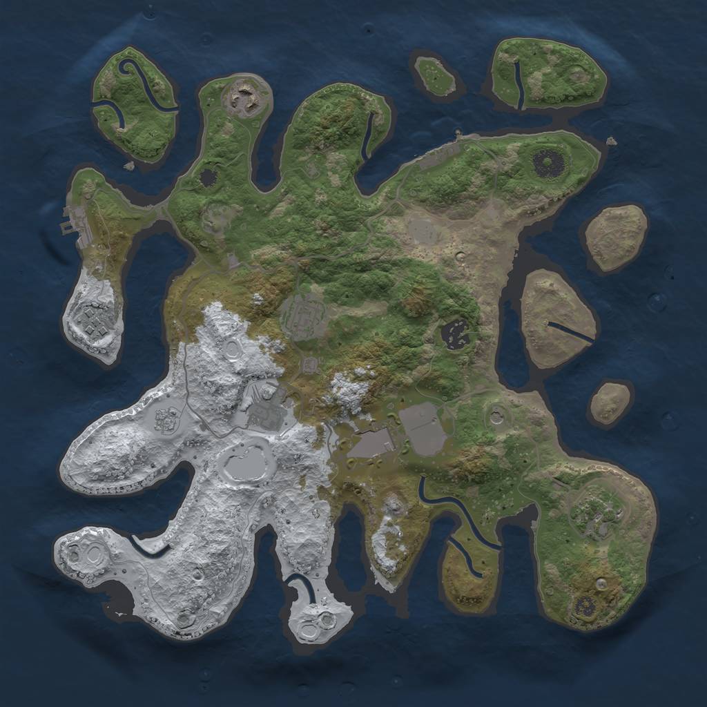 Rust Map: Procedural Map, Size: 3500, Seed: 2153811, 16 Monuments