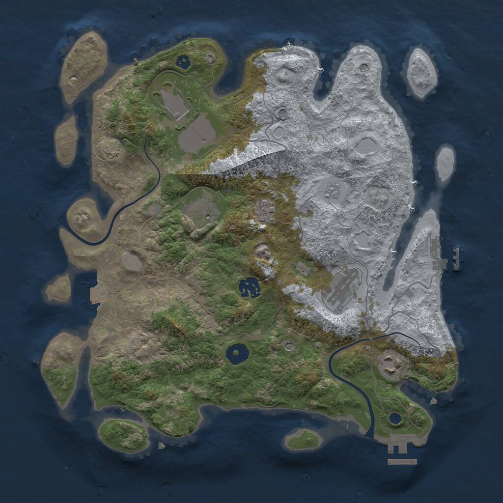 Rust Map: Procedural Map, Size: 3500, Seed: 2539764, 12 Monuments