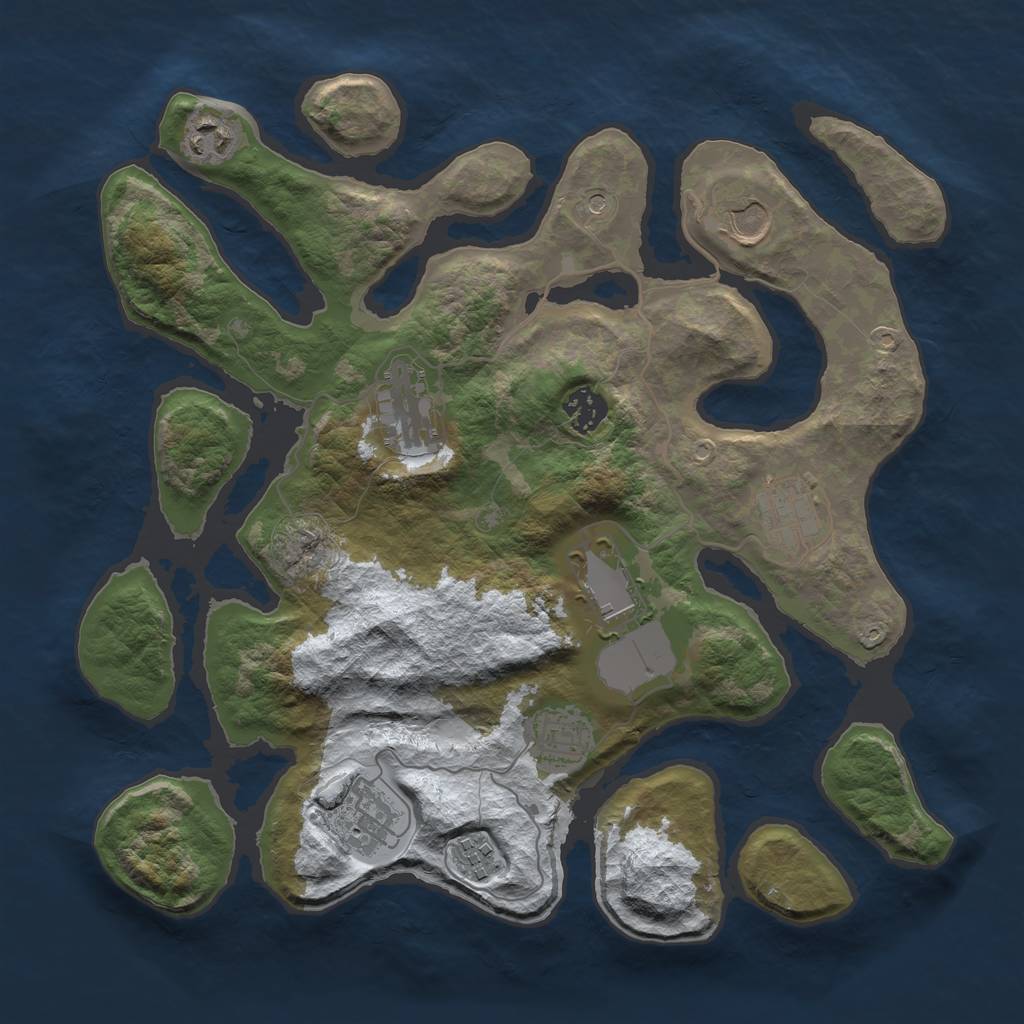 Rust Map: Barren, Size: 3500, Seed: 1998999, 12 Monuments
